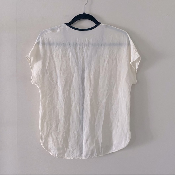 Vince silk Contrast Placket Blouse in Ivory & Black - Picture 5 of 5